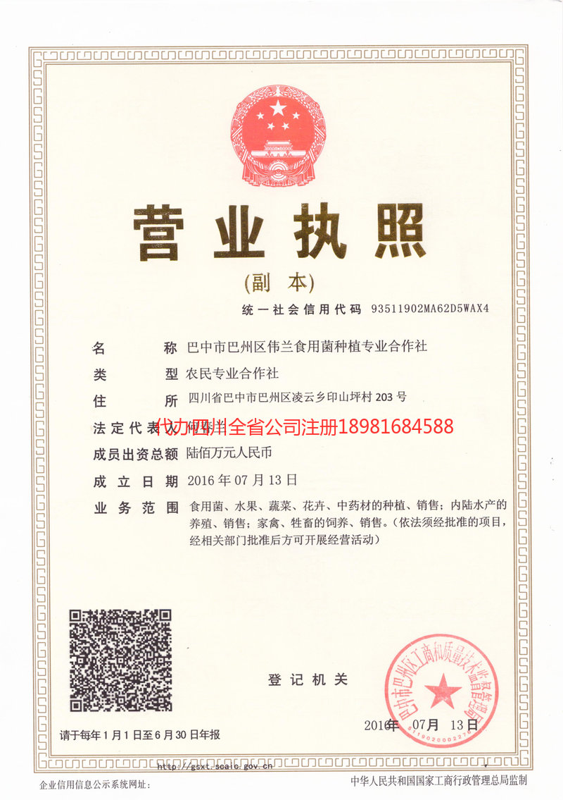 黄石黄石伟兰食用菌种植专业合作社